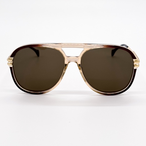 Gucci Other - NEW GUCCI GG1104S 002 AVIATOR BROWN UNISEX SUNGLASSES GUCCI